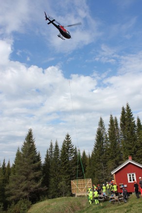 Alle som har bygget på fjellet, har vel drømt om slik gratis assistanse. Foto Steinar Kåre Hammer.